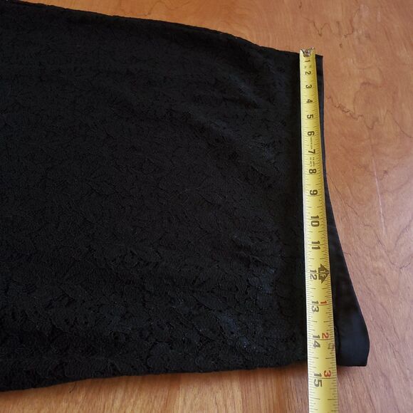 VTG Nine & Co Black Lace Pencil Skirt Sz 6 Knee Length Floral Lined Whimsigoth - Picture 12 of 13